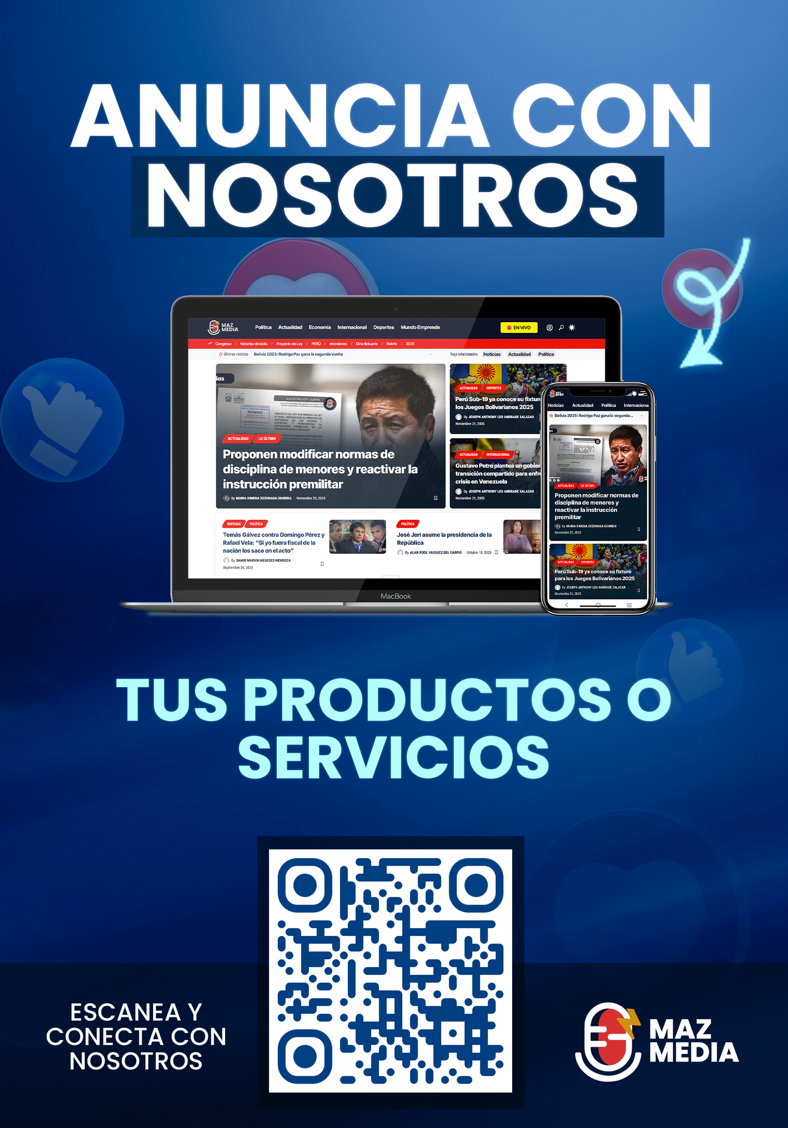 Anuncia con nosotros Maz Media Tv para web