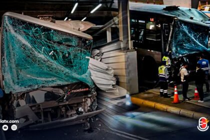 Bus del metropolitano sufre accidente en Vía Expresa