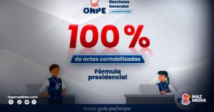 ONPE: Se completa la contabilización del 100% de actas electorales