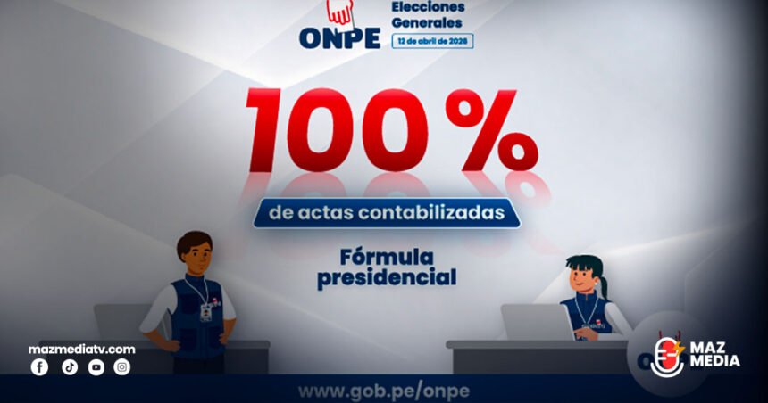 ONPE: Se completa la contabilización del 100% de actas electorales